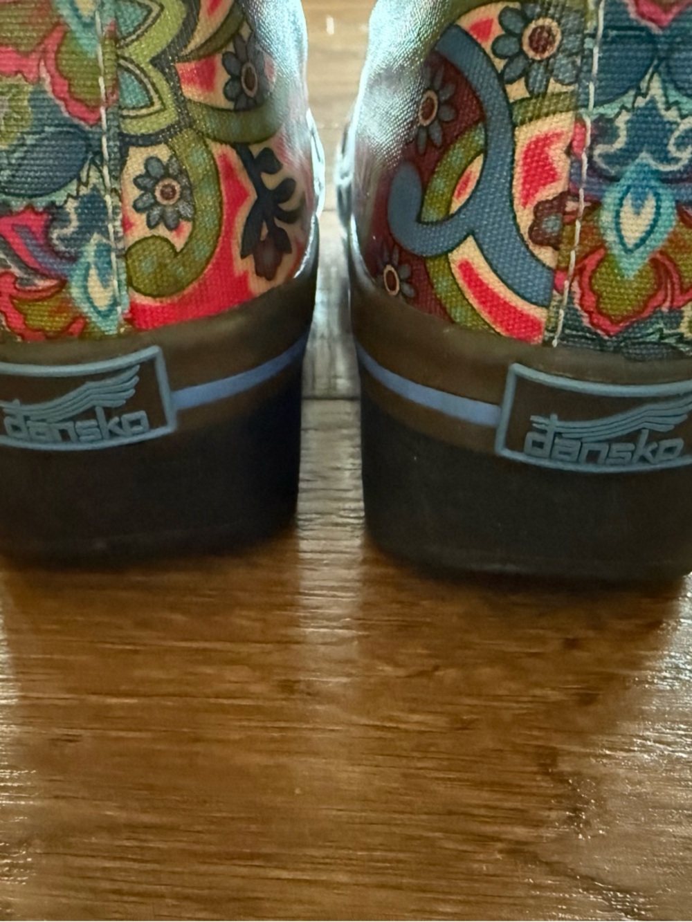 Dansko Floral Patchwork Rain Boots in Blue, Green, Brown - Picture 4 of 6